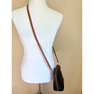 Vera Pelle Italian Leather Crossbody Bag Black Brown Small Made In Italy